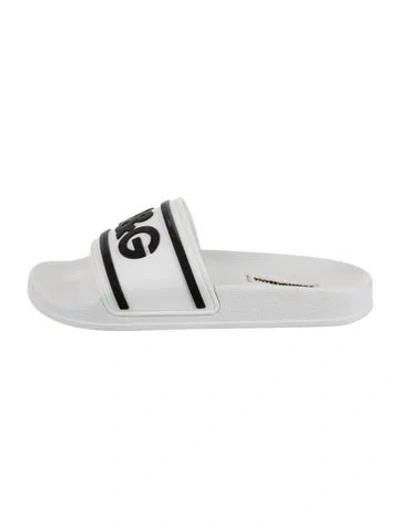 Pre-owned Dolce & Gabbana Rubber Slides In White