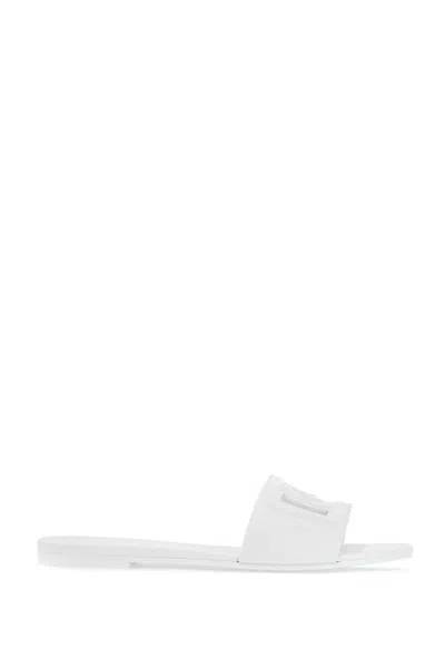 Dolce & Gabbana Cut-out Rubber Slides In White