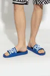 Dolce & Gabbana Rubber Beachwear Sliders With Dg Logo In Blue