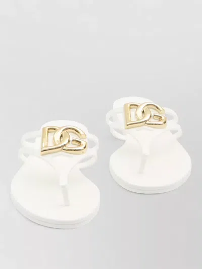 Dolce & Gabbana Rubber Thong Sandals In White