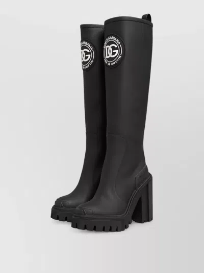 Dolce & Gabbana Rubberised Leather High Boots In Animal Print