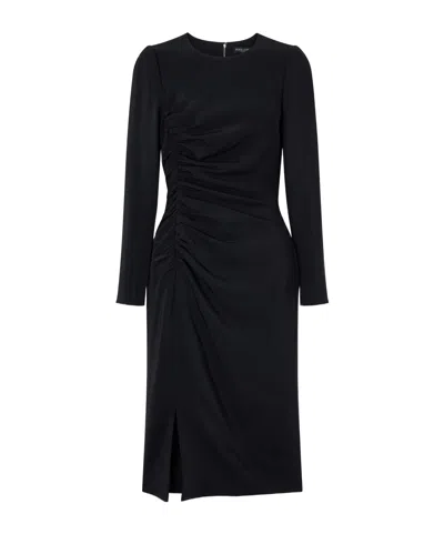 Dolce & Gabbana Ruched Cady Midi Dress In Black