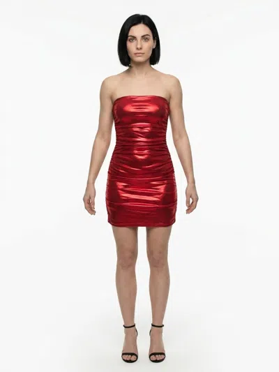 Dolce & Gabbana Ruched Cotton Dress In Red