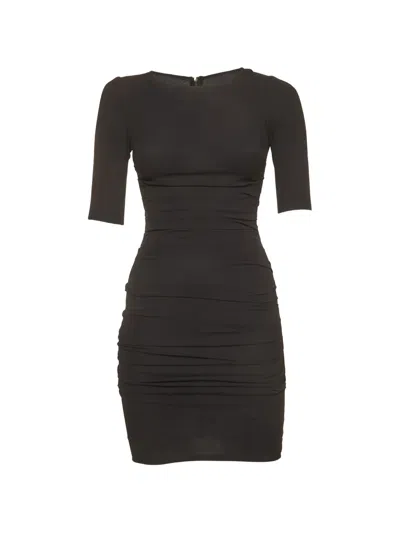 Pre-owned Dolce & Gabbana Ruched Crepe Mini Dress In Black