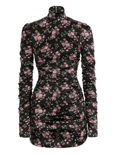 Dolce & Gabbana Ruched Floral Mini Dress In Multi