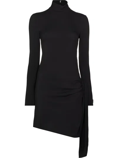Dolce & Gabbana High-neck Side-cutout Jersey Mini Dress In Black