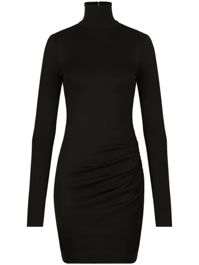 Dolce & Gabbana Kleid Mit Stehkragen In Black