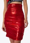 Dolce & Gabbana Red Sheer High Waist Pencil Cut Midi Skirt In Red