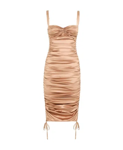 Dolce & Gabbana Dolce  Gabbana Ruched Mini Dress In Brown