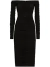 Dolce & Gabbana Ruched Midi Dress In Black