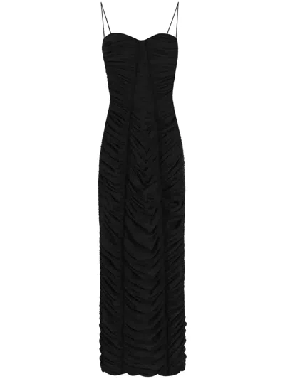 Dolce & Gabbana Ruched Midi Dress In Black