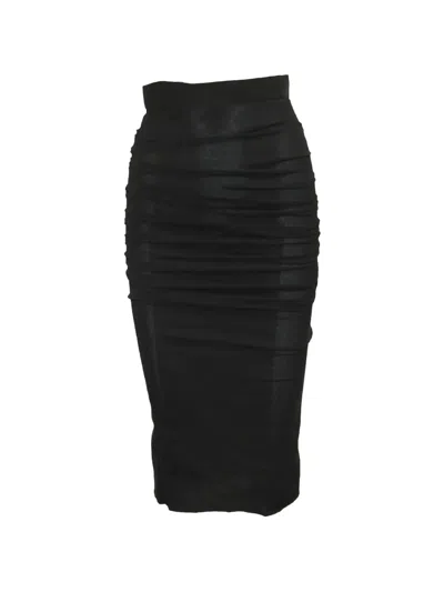 Pre-owned Dolce & Gabbana Ruched Midi Skirt In Black