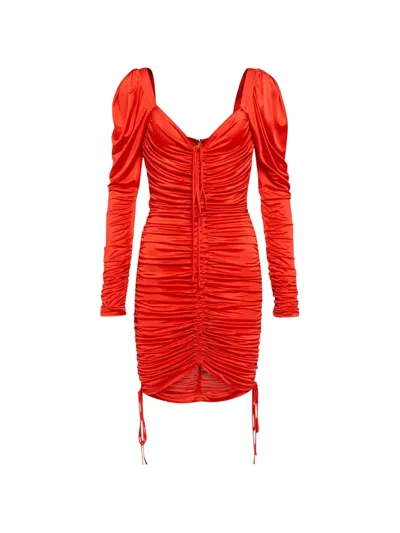 Pre-owned Dolce & Gabbana Ruched Mini Dress In Red