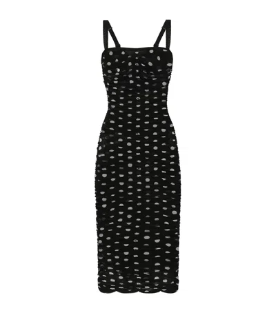 DOLCE & GABBANA RUCHED POLKA-DOT DRESS