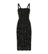 Dolce & Gabbana Polka Dot Print Draped Tulle Midi Dress In Multi