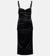 Dolce & Gabbana Ruched Satin Bustier Dress In Black