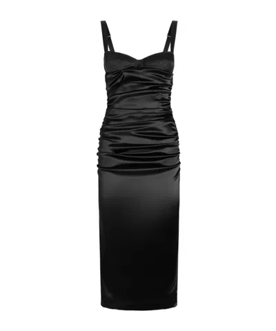 DOLCE & GABBANA RUCHED SATIN DRESS