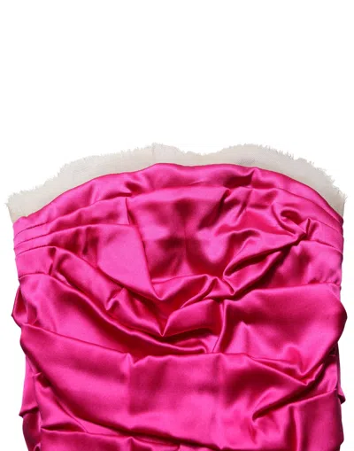 Dolce & Gabbana Ruched Satin Gown In Pink