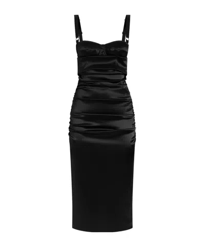 DOLCE & GABBANA DOLCE  GABBANA BRA-STYLE DRAPED CALF-LENGTH DRESS
