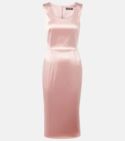 Dolce & Gabbana Satin Midi Dress In Pink
