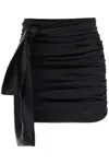 Dolce & Gabbana Women Ruched Silk Mini Skirt In Black