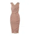 Dolce & Gabbana Ruched Stretch-tulle Midi Dress In Pink