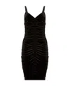 Dolce & Gabbana Ruched Velvet-effect Sleeveless Dress In Black