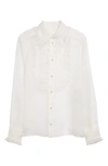 DOLCE & GABBANA RUFFLE BIB SILK BUTTON-UP SHIRT