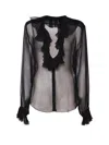 DOLCE & GABBANA DOLCE & GABBANA RUFFLE COLLAR CHIFFON BLOUSE