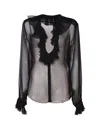 Dolce & Gabbana Ruffle Collar Chiffon Blouse In Nero