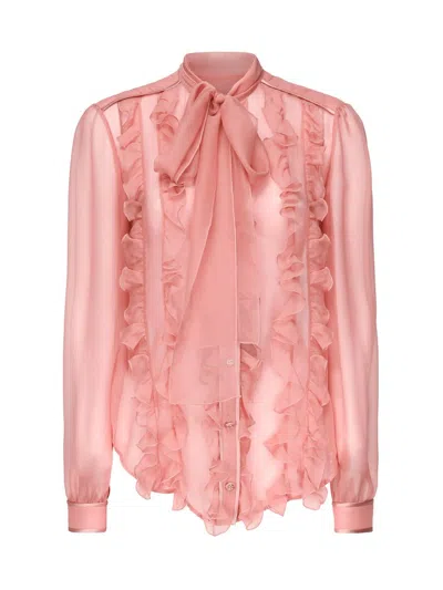 Dolce & Gabbana Dolce  Gabbana Ruffle Detailed Shirt In Pink
