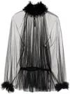Dolce & Gabbana Ruffled Detailing Semi-sheer Blouse In Black