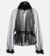 Dolce & Gabbana Ruffled Detailing Semi-sheer Blouse In Nero