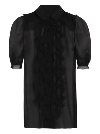 Dolce & Gabbana Ruffled Collared Blouse In Black