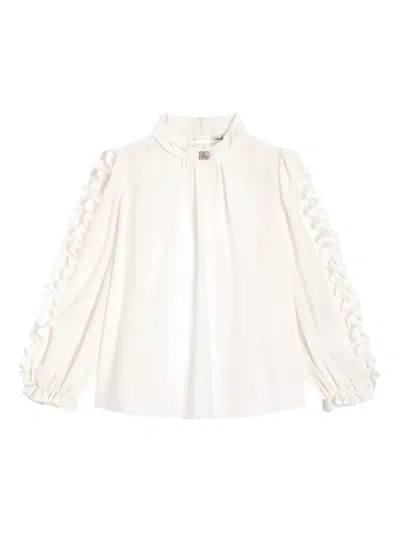 Dolce & Gabbana Kids' Ruffled Crêpe De Chine Blouse In Neutral
