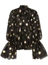 Dolce & Gabbana Silk Organza Lamé Polka Dot Blouse In Schwarz
