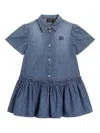 Dolce & Gabbana Ruffled Denim Dress In Blue
