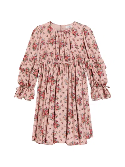 Dolce & Gabbana Kids' Ruffled-detail Floral-pattern Dress In Multi