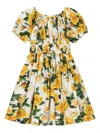 DOLCE & GABBANA RUFFLED DRESS WITH YELLOW ROSES PRINT