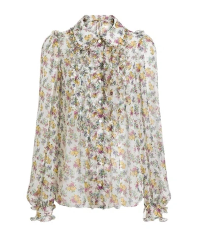 Dolce & Gabbana Ruffled Floral Blouse In Multi
