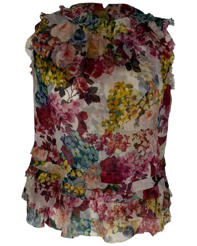 Pre-owned Dolce & Gabbana Ruffled Floral Blouse Top