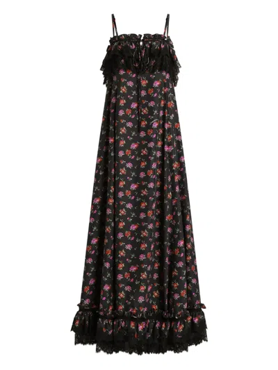 Dolce & Gabbana Ruffled Floral Maxi Dress In Multi
