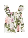 Dolce & Gabbana Ruffled Floral Print Top In White