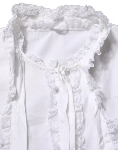 Dolce & Gabbana Ruffled Lace-trimmed Blouse In White