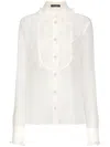 Dolce & Gabbana Ruffled Sheer Cotton Blouse In White