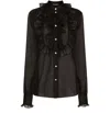 Dolce & Gabbana Frilled-detail Silk Blouse In Black