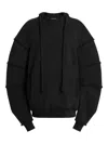 Dolce & Gabbana Ruffled-sleeve Drawstring Sweatshirt In Black
