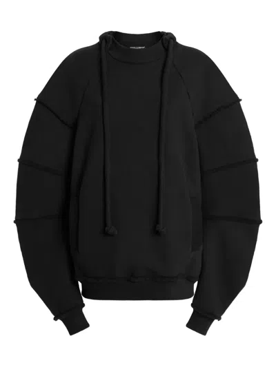 DOLCE & GABBANA RUFFLED-SLEEVE DRAWSTRING SWEATSHIRT