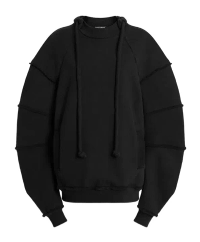 DOLCE & GABBANA RUFFLED-SLEEVE DRAWSTRING SWEATSHIRT