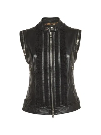 Pre-owned Dolce & Gabbana Ruffled Sleeveless Jacket In Black